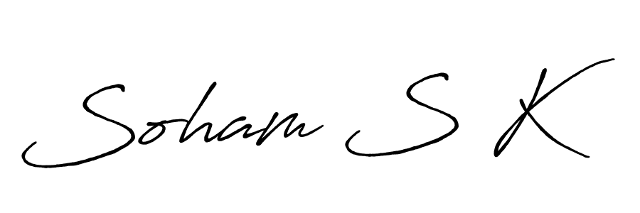 How to make Soham S K name signature. Use Antro_Vectra_Bolder style for creating short signs online. This is the latest handwritten sign. Soham S K signature style 7 images and pictures png