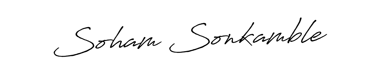 Antro_Vectra_Bolder is a professional signature style that is perfect for those who want to add a touch of class to their signature. It is also a great choice for those who want to make their signature more unique. Get Soham Sonkamble name to fancy signature for free. Soham Sonkamble signature style 7 images and pictures png