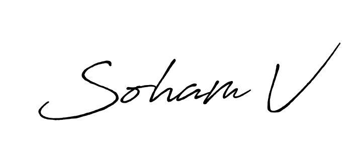 How to make Soham V name signature. Use Antro_Vectra_Bolder style for creating short signs online. This is the latest handwritten sign. Soham V signature style 7 images and pictures png
