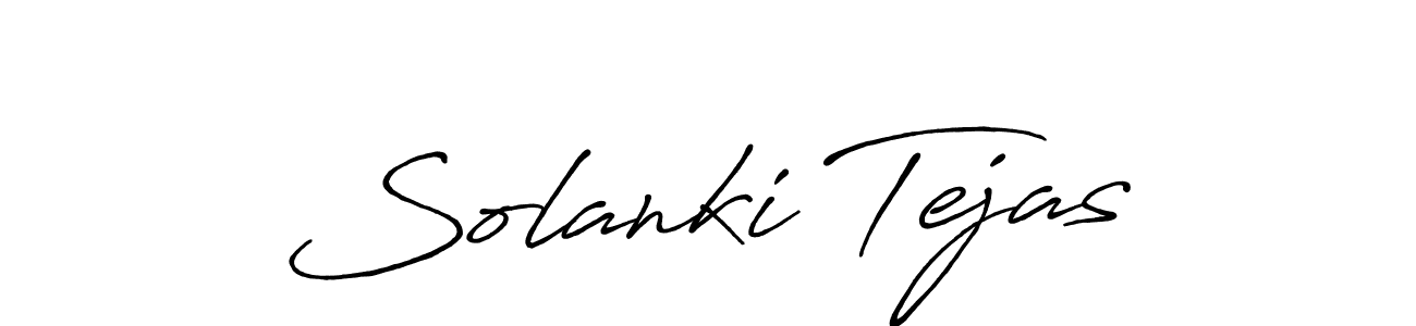 How to make Solanki Tejas name signature. Use Antro_Vectra_Bolder style for creating short signs online. This is the latest handwritten sign. Solanki Tejas signature style 7 images and pictures png