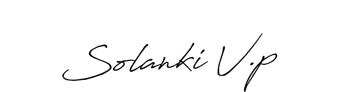 Create a beautiful signature design for name Solanki V.p. With this signature (Antro_Vectra_Bolder) fonts, you can make a handwritten signature for free. Solanki V.p signature style 7 images and pictures png