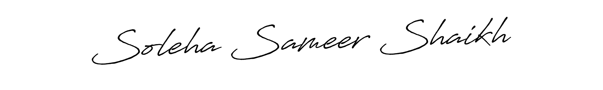 Make a beautiful signature design for name Soleha Sameer Shaikh. With this signature (Antro_Vectra_Bolder) style, you can create a handwritten signature for free. Soleha Sameer Shaikh signature style 7 images and pictures png