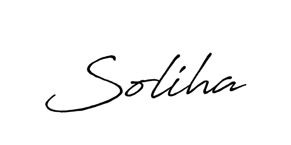 Use a signature maker to create a handwritten signature online. With this signature software, you can design (Antro_Vectra_Bolder) your own signature for name Soliha. Soliha signature style 7 images and pictures png