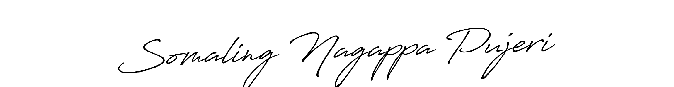 How to make Somaling Nagappa Pujeri name signature. Use Antro_Vectra_Bolder style for creating short signs online. This is the latest handwritten sign. Somaling Nagappa Pujeri signature style 7 images and pictures png