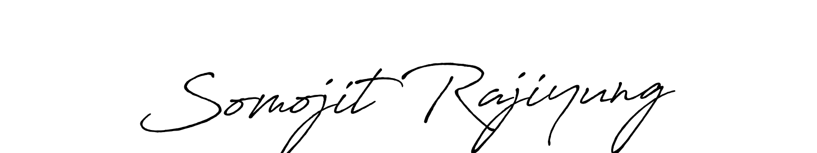 The best way (Antro_Vectra_Bolder) to make a short signature is to pick only two or three words in your name. The name Somojit Rajiyung include a total of six letters. For converting this name. Somojit Rajiyung signature style 7 images and pictures png