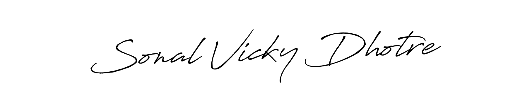 Antro_Vectra_Bolder is a professional signature style that is perfect for those who want to add a touch of class to their signature. It is also a great choice for those who want to make their signature more unique. Get Sonal Vicky Dhotre name to fancy signature for free. Sonal Vicky Dhotre signature style 7 images and pictures png