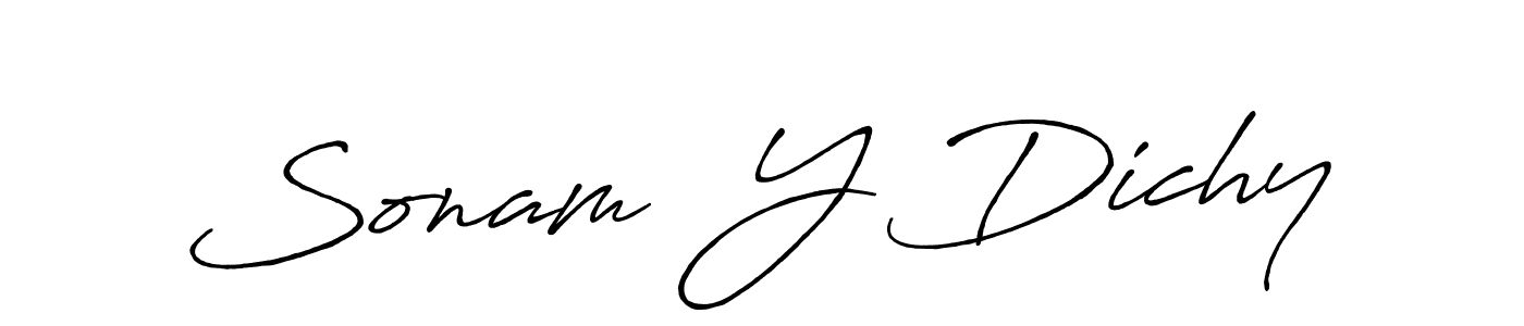 Antro_Vectra_Bolder is a professional signature style that is perfect for those who want to add a touch of class to their signature. It is also a great choice for those who want to make their signature more unique. Get Sonam  Y Dichy name to fancy signature for free. Sonam  Y Dichy signature style 7 images and pictures png