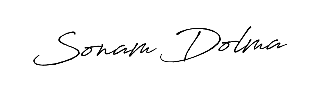 How to make Sonam Dolma name signature. Use Antro_Vectra_Bolder style for creating short signs online. This is the latest handwritten sign. Sonam Dolma signature style 7 images and pictures png