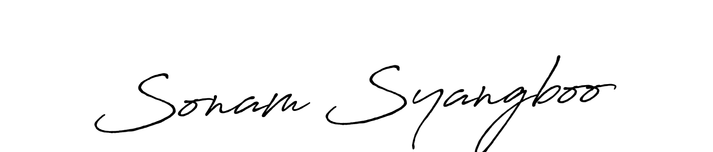 Create a beautiful signature design for name Sonam Syangboo. With this signature (Antro_Vectra_Bolder) fonts, you can make a handwritten signature for free. Sonam Syangboo signature style 7 images and pictures png