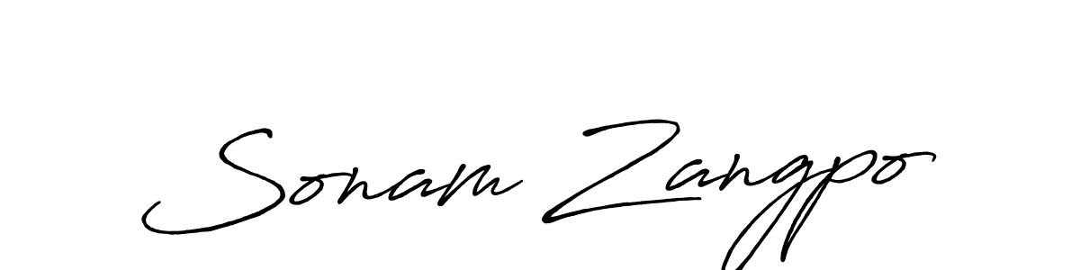 Make a beautiful signature design for name Sonam Zangpo. With this signature (Antro_Vectra_Bolder) style, you can create a handwritten signature for free. Sonam Zangpo signature style 7 images and pictures png