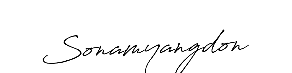 Make a beautiful signature design for name Sonamyangdon. With this signature (Antro_Vectra_Bolder) style, you can create a handwritten signature for free. Sonamyangdon signature style 7 images and pictures png