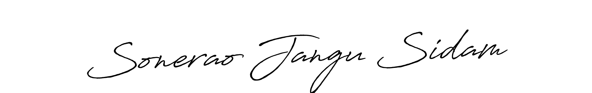 The best way (Antro_Vectra_Bolder) to make a short signature is to pick only two or three words in your name. The name Sonerao Jangu Sidam include a total of six letters. For converting this name. Sonerao Jangu Sidam signature style 7 images and pictures png