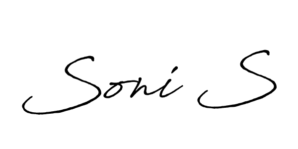 Similarly Antro_Vectra_Bolder is the best handwritten signature design. Signature creator online .You can use it as an online autograph creator for name Soni S. Soni S signature style 7 images and pictures png