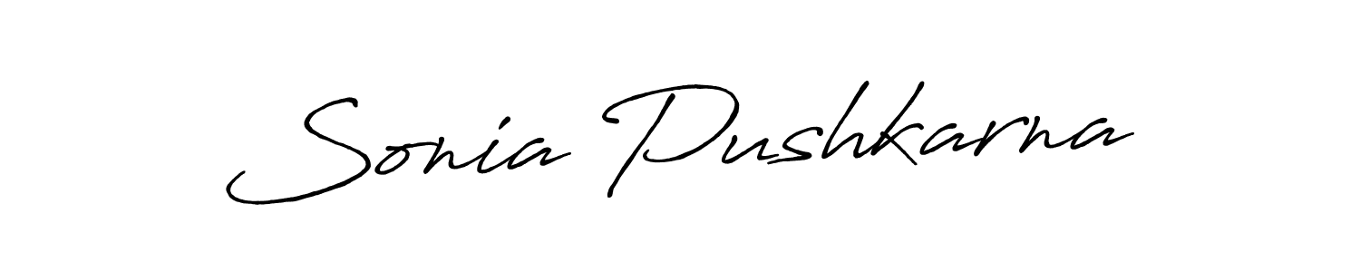 Make a beautiful signature design for name Sonia Pushkarna. With this signature (Antro_Vectra_Bolder) style, you can create a handwritten signature for free. Sonia Pushkarna signature style 7 images and pictures png