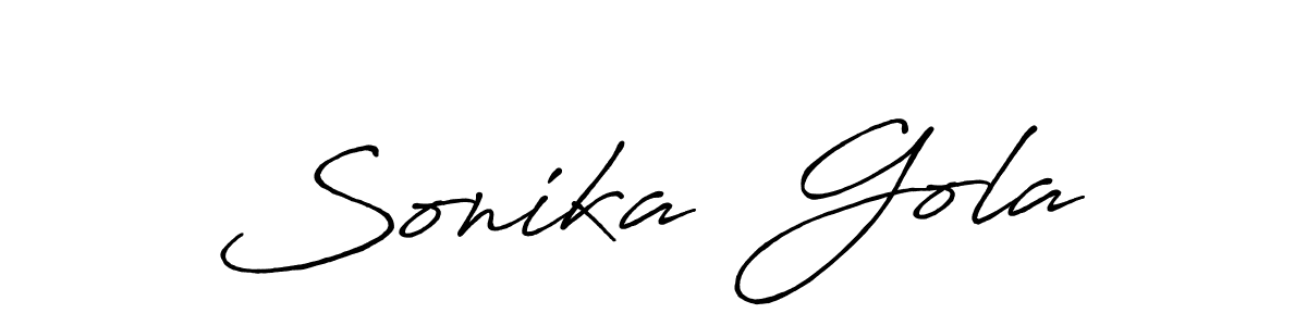 Antro_Vectra_Bolder is a professional signature style that is perfect for those who want to add a touch of class to their signature. It is also a great choice for those who want to make their signature more unique. Get Sonika  Gola name to fancy signature for free. Sonika  Gola signature style 7 images and pictures png