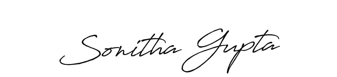How to make Sonitha Gupta name signature. Use Antro_Vectra_Bolder style for creating short signs online. This is the latest handwritten sign. Sonitha Gupta signature style 7 images and pictures png