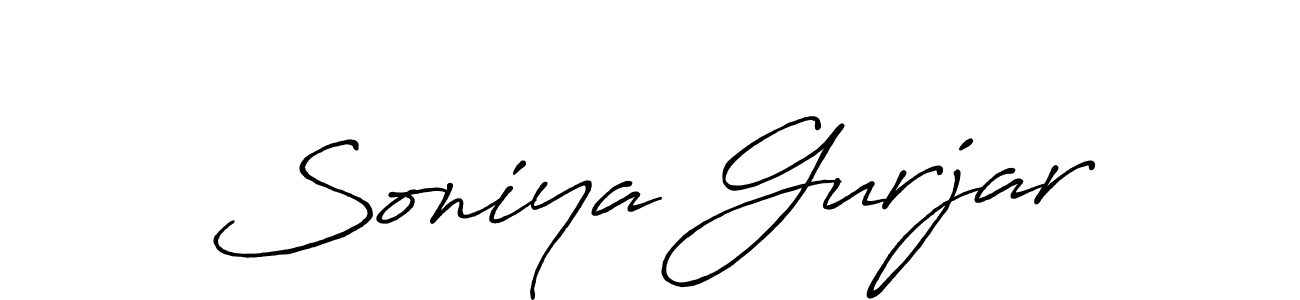 Use a signature maker to create a handwritten signature online. With this signature software, you can design (Antro_Vectra_Bolder) your own signature for name Soniya Gurjar. Soniya Gurjar signature style 7 images and pictures png