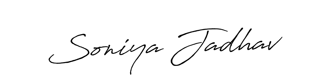 Use a signature maker to create a handwritten signature online. With this signature software, you can design (Antro_Vectra_Bolder) your own signature for name Soniya Jadhav. Soniya Jadhav signature style 7 images and pictures png