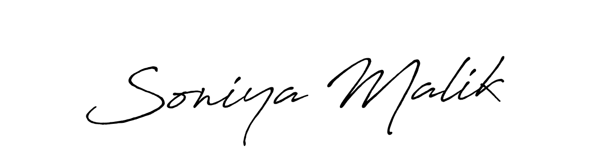 Design your own signature with our free online signature maker. With this signature software, you can create a handwritten (Antro_Vectra_Bolder) signature for name Soniya Malik. Soniya Malik signature style 7 images and pictures png