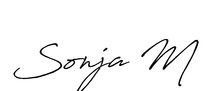 Similarly Antro_Vectra_Bolder is the best handwritten signature design. Signature creator online .You can use it as an online autograph creator for name Sonja M. Sonja M signature style 7 images and pictures png