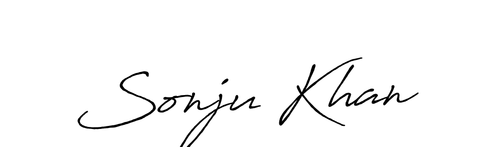 Make a beautiful signature design for name Sonju Khan. With this signature (Antro_Vectra_Bolder) style, you can create a handwritten signature for free. Sonju Khan signature style 7 images and pictures png