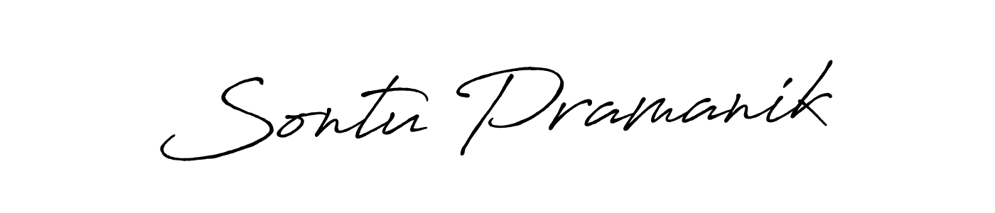 How to make Sontu Pramanik name signature. Use Antro_Vectra_Bolder style for creating short signs online. This is the latest handwritten sign. Sontu Pramanik signature style 7 images and pictures png