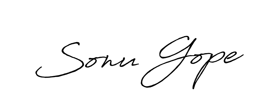 Use a signature maker to create a handwritten signature online. With this signature software, you can design (Antro_Vectra_Bolder) your own signature for name Sonu Gope. Sonu Gope signature style 7 images and pictures png