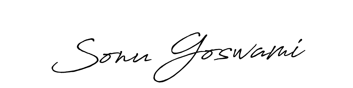 Make a beautiful signature design for name Sonu Goswami. With this signature (Antro_Vectra_Bolder) style, you can create a handwritten signature for free. Sonu Goswami signature style 7 images and pictures png