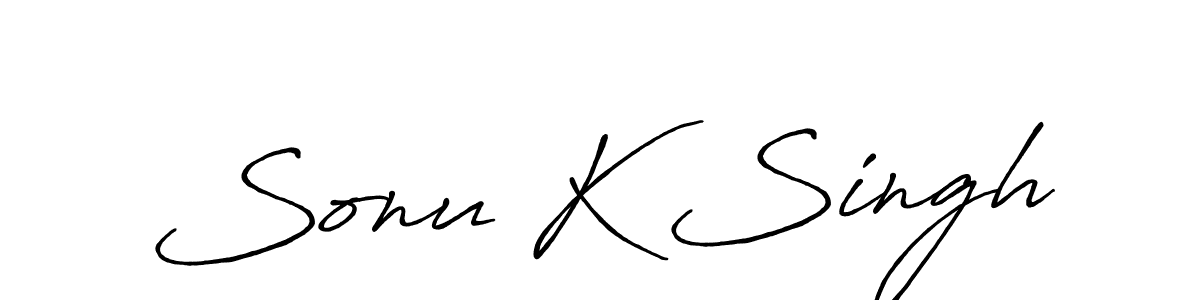 Make a beautiful signature design for name Sonu K Singh. With this signature (Antro_Vectra_Bolder) style, you can create a handwritten signature for free. Sonu K Singh signature style 7 images and pictures png