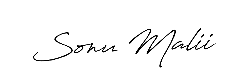 Make a beautiful signature design for name Sonu Malii. With this signature (Antro_Vectra_Bolder) style, you can create a handwritten signature for free. Sonu Malii signature style 7 images and pictures png