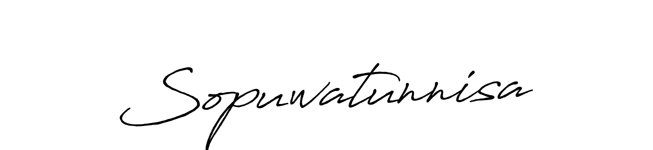 You should practise on your own different ways (Antro_Vectra_Bolder) to write your name (Sopuwatunnisa) in signature. don't let someone else do it for you. Sopuwatunnisa signature style 7 images and pictures png