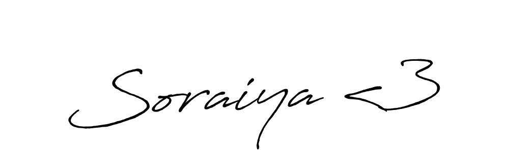 Make a beautiful signature design for name Soraiya <3. With this signature (Antro_Vectra_Bolder) style, you can create a handwritten signature for free. Soraiya <3 signature style 7 images and pictures png