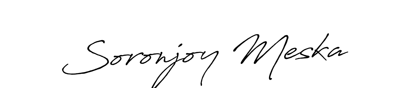 How to make Soronjoy Meska name signature. Use Antro_Vectra_Bolder style for creating short signs online. This is the latest handwritten sign. Soronjoy Meska signature style 7 images and pictures png