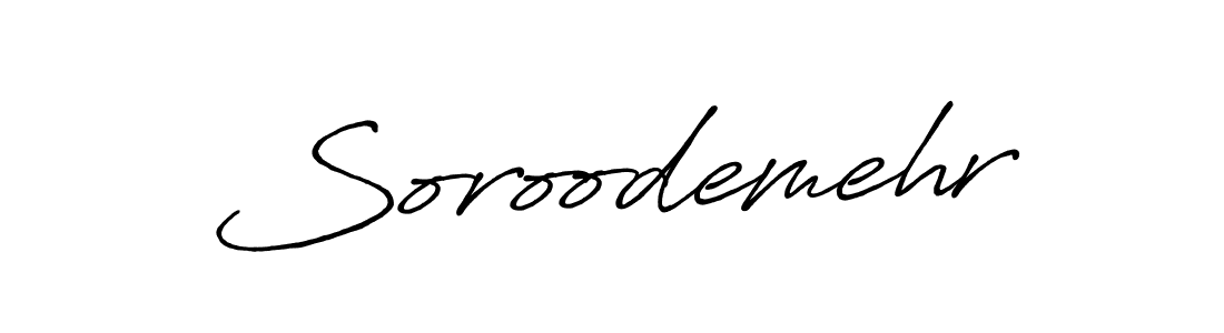 Use a signature maker to create a handwritten signature online. With this signature software, you can design (Antro_Vectra_Bolder) your own signature for name Soroodemehr. Soroodemehr signature style 7 images and pictures png