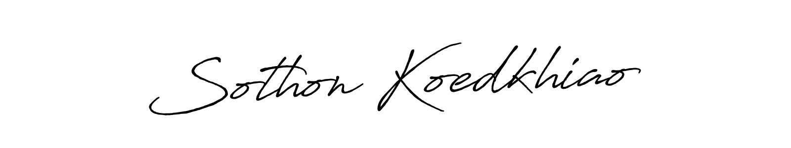 Make a short Sothon Koedkhiao signature style. Manage your documents anywhere anytime using Antro_Vectra_Bolder. Create and add eSignatures, submit forms, share and send files easily. Sothon Koedkhiao signature style 7 images and pictures png