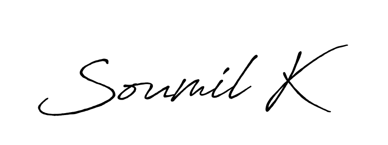 Also You can easily find your signature by using the search form. We will create Soumil K name handwritten signature images for you free of cost using Antro_Vectra_Bolder sign style. Soumil K signature style 7 images and pictures png