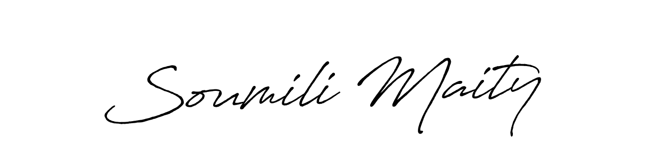 Make a beautiful signature design for name Soumili Maity. With this signature (Antro_Vectra_Bolder) style, you can create a handwritten signature for free. Soumili Maity signature style 7 images and pictures png