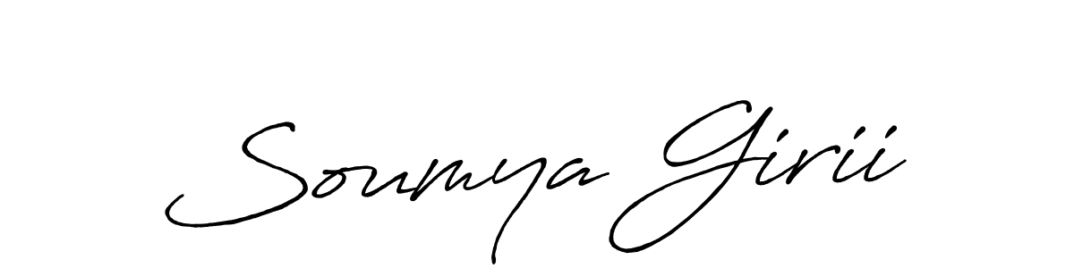 How to make Soumya Girii name signature. Use Antro_Vectra_Bolder style for creating short signs online. This is the latest handwritten sign. Soumya Girii signature style 7 images and pictures png