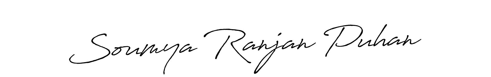 Create a beautiful signature design for name Soumya Ranjan Puhan. With this signature (Antro_Vectra_Bolder) fonts, you can make a handwritten signature for free. Soumya Ranjan Puhan signature style 7 images and pictures png