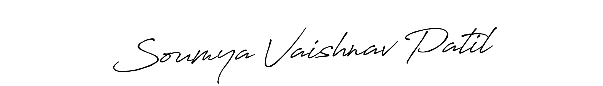 Create a beautiful signature design for name Soumya Vaishnav Patil. With this signature (Antro_Vectra_Bolder) fonts, you can make a handwritten signature for free. Soumya Vaishnav Patil signature style 7 images and pictures png