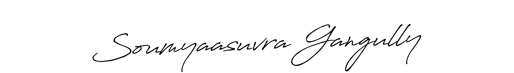 How to make Soumyaasuvra Gangully name signature. Use Antro_Vectra_Bolder style for creating short signs online. This is the latest handwritten sign. Soumyaasuvra Gangully signature style 7 images and pictures png