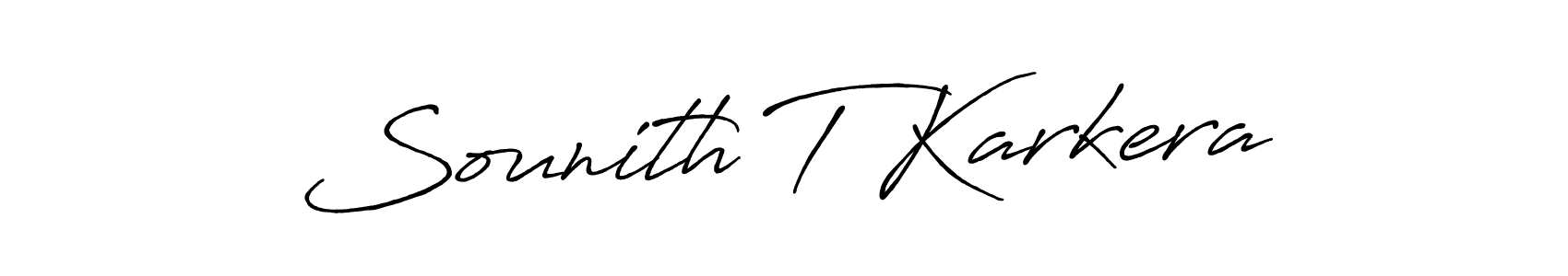 How to make Sounith T Karkera name signature. Use Antro_Vectra_Bolder style for creating short signs online. This is the latest handwritten sign. Sounith T Karkera signature style 7 images and pictures png