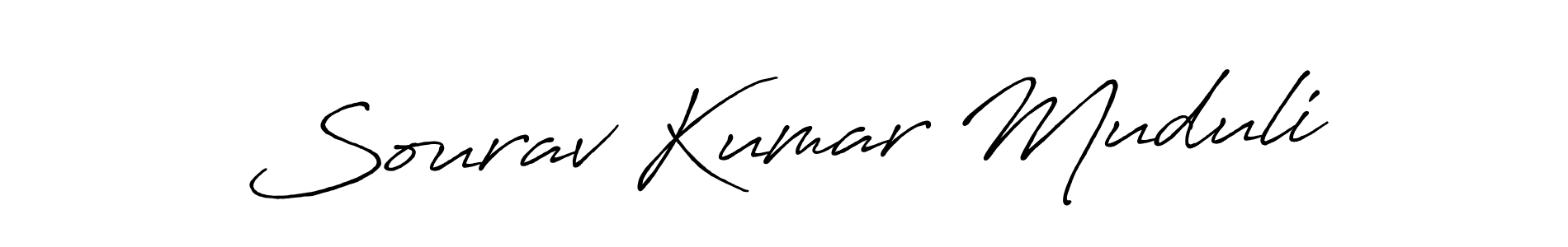 Create a beautiful signature design for name Sourav Kumar Muduli. With this signature (Antro_Vectra_Bolder) fonts, you can make a handwritten signature for free. Sourav Kumar Muduli signature style 7 images and pictures png