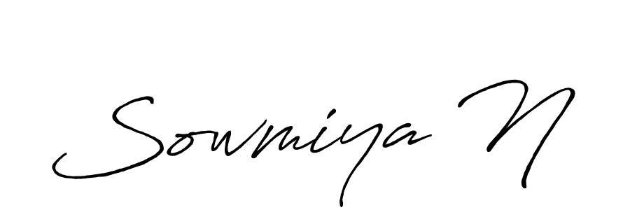 Create a beautiful signature design for name Sowmiya N. With this signature (Antro_Vectra_Bolder) fonts, you can make a handwritten signature for free. Sowmiya N signature style 7 images and pictures png