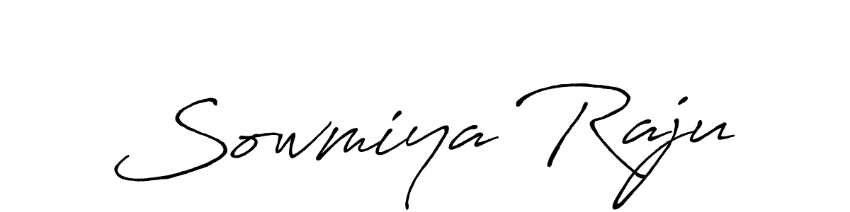 How to make Sowmiya Raju name signature. Use Antro_Vectra_Bolder style for creating short signs online. This is the latest handwritten sign. Sowmiya Raju signature style 7 images and pictures png