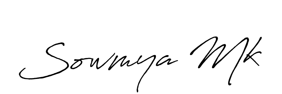 Use a signature maker to create a handwritten signature online. With this signature software, you can design (Antro_Vectra_Bolder) your own signature for name Sowmya Mk. Sowmya Mk signature style 7 images and pictures png