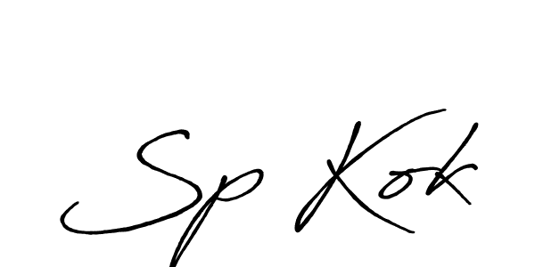 How to make Sp Kok name signature. Use Antro_Vectra_Bolder style for creating short signs online. This is the latest handwritten sign. Sp Kok signature style 7 images and pictures png