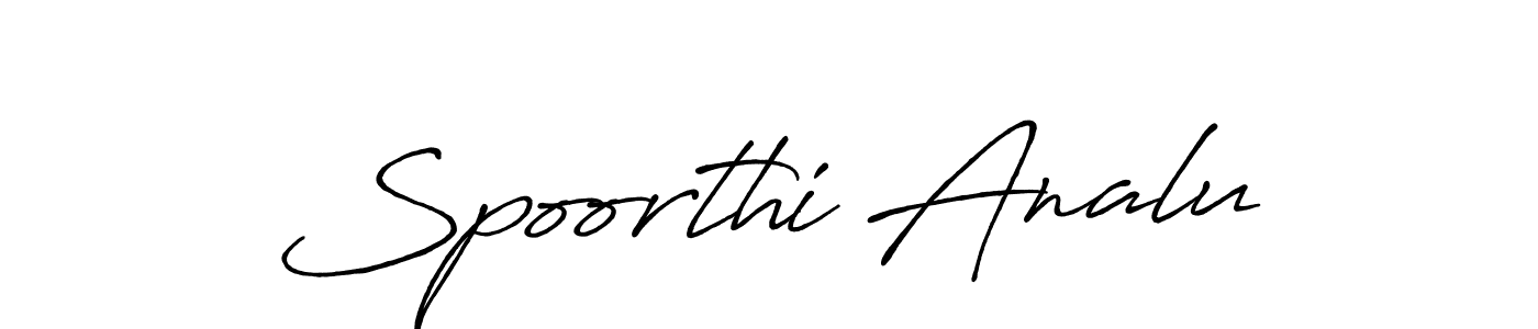 Make a beautiful signature design for name Spoorthi Analu. With this signature (Antro_Vectra_Bolder) style, you can create a handwritten signature for free. Spoorthi Analu signature style 7 images and pictures png