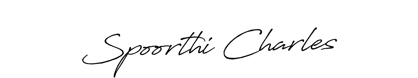 Make a short Spoorthi Charles signature style. Manage your documents anywhere anytime using Antro_Vectra_Bolder. Create and add eSignatures, submit forms, share and send files easily. Spoorthi Charles signature style 7 images and pictures png