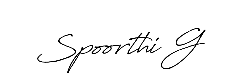 Make a beautiful signature design for name Spoorthi G. With this signature (Antro_Vectra_Bolder) style, you can create a handwritten signature for free. Spoorthi G signature style 7 images and pictures png